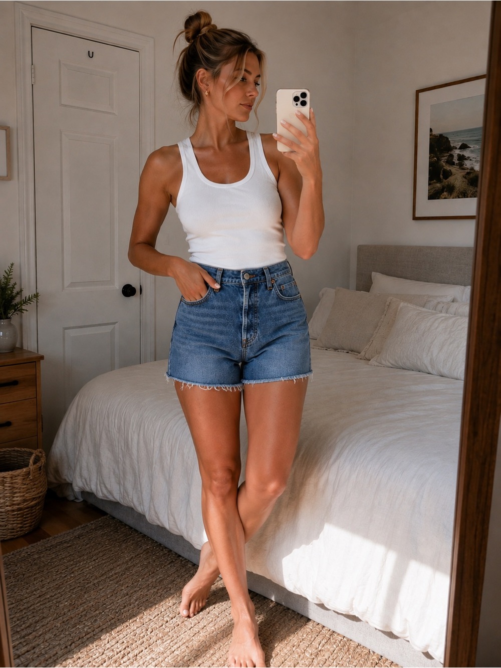 Levi's Blue Denim High-Rise Jean Shorts